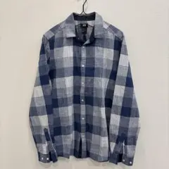 QQ40 H&M 長袖シャツ　ブルーチェック　メンズS 古着