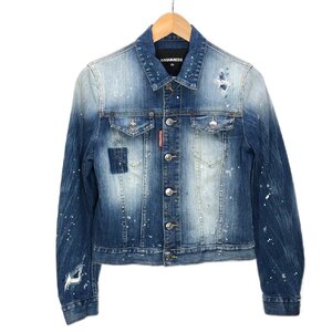 [094-1874] DSQUARED2｜ディースクエアード PAINTING DENIM TRACKER JACKET デニムジャケット インディゴ サイズ：40