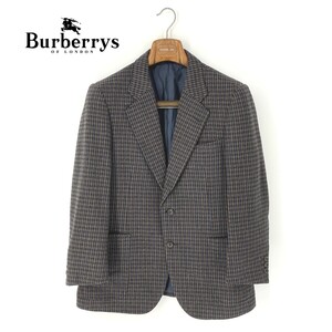 A6858/ビンテージ 80s 極美品 秋冬 総裏 BURBERRY バーバリー ウール ミンク ツイード テーラード シングル2BジャケットS程160 AB3/メンズ