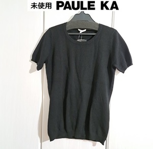 未使用ポールカ PAULE KA ウールカシミヤ半袖ニット黒sizeＬ