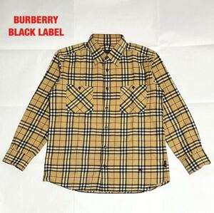 【希少】BURBERRY BLACK LABEL　バーバリー　総柄シャツ　ノバチェック柄　馬上の騎士　刺繍ロゴ　ユニセックス　BMW15-915-45