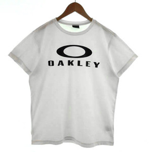 オークリー OAKLEY Tシャツ 丸首 半袖 ロゴプリント ホワイト 白 ネイビー系 紺系 L メンズ