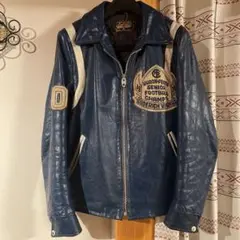 70年代　SHIELDS レザー　スタジャン　ネイビー　S