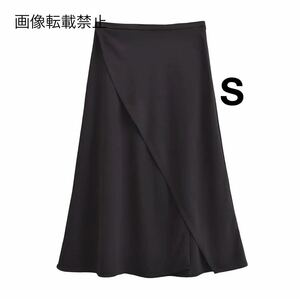 black vintage ヴィンテージ レトロ ロング フレアスカート ボトムス Sサイズ レディース★ZARA 好きな方に★2024 夏新作 新品未使用★