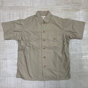 YAECA LIKE WEAR ヤエカ ライク ウェア コットン ポプリン ワーク シャツ サイズ 36 ベージュ 系 無地 半袖 shirt 綿 100% work shirt