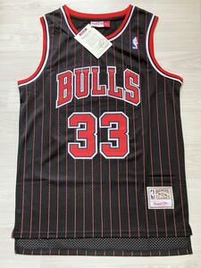 【未使用品】 NBA BULLS PIPPEN #33 スコッティ・ピッペン ★シカゴ・ブルズ ユニフォーム ゲームシャツ ジャージ ストライプ L ジョーダン