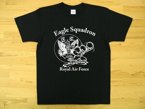 R.A.F. Eagle Squadron 黒 5.6oz 半袖Tシャツ 白 L ミリタリー イギリス空軍 イーグル飛行中隊 U.S. AIR FORCE