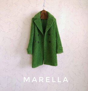 超高級 新品同様 希少 Maxmara 一級品モダンチェスターコート MARELLA イタリア製 グリーン マレーラ マックスマーラ ふわぽこプードル