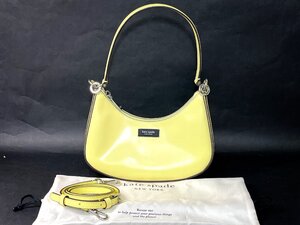 ☆未使用　kate spade　ケイトスペード　2Way　レザー　ハンドバッグ　イエロー　保存袋