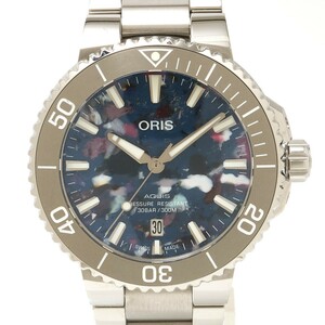 【1年間保証】ORIS オリス アクイス デイト アップサイクル 7766A SS×セラミック マルチカラー文字盤×シルバー 自動巻き 腕時計 メンズ