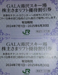 即決　ガーラ湯沢スキー場　リフト優待割引券 GALA　リフト1日券20% 割引　2枚セット JR東日本株主優待