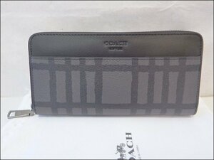 新品同様 COACH/コーチ◆F22533/ワイルド プレイドチェック◆ラウンドジップ ロングウォレット 長財布