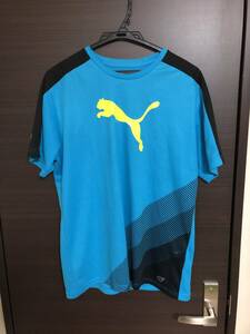 puma プーマ プラクティスシャツ ゲームシャツ 青 Lサイズ(used）～サッカー、フットサル、スポーツ、部活、ジム、合宿～