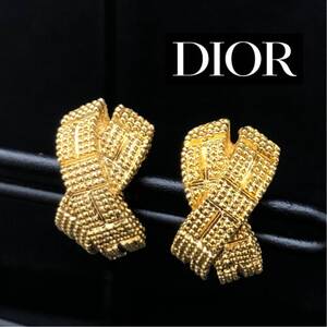 (A110109)DIOR ChristianDior イヤリング ヴィンテージ アクセサリー ゴールドカラー クリスチャンディオール 