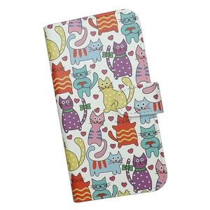 Xperia 5 III SO-53B/SOG05/A103SO　手帳型 スマホケース プリント ケース ネコ 猫 イラスト cat カラフル