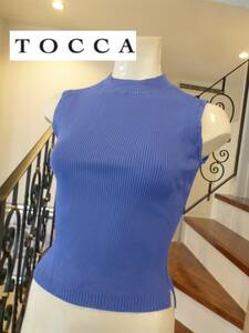 TOCCA　トッカ★青　ブルー　サラッニット　伸縮抜群　ノースリーブセーター　F　S～M