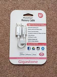 Gigastone×PhotoFast Lightningコネクタ対応充電ケーブル型フラッシュメモリー「MemoriesCable」16GB GJMC-216GP　 未開封