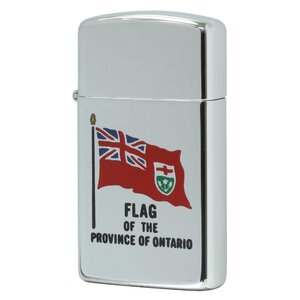 絶版/ヴィンテージ Zippo ジッポー 中古 1992年製造カナダ製造 FLAG ONTARIO オンタリオ州 鏡面 スリム [N]未使用・新品