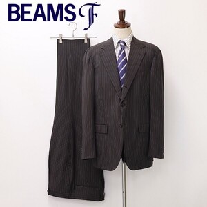 新品◆BEAMS F ビームスF ストライプ柄 3釦 スーツ セットアップ チャコールブラウン 54 8R