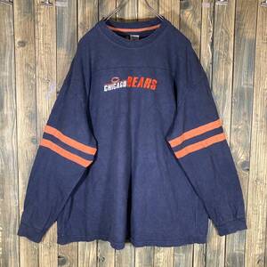 NFL シカゴ・ベアーズ 2XL ビックサイズ ネイビーxオレンジ アメリカ輸入t/ビンテージ/ロンT/LONG SLEEVE/L-S/古着/古着卸