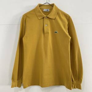 ☆CHEMISE LACOSTE シュミーズ ラコステ Vintage 80s 長袖ポロシャツ サイズ2M 綿100% マスタード系 古着【レターパックライト郵送可】G