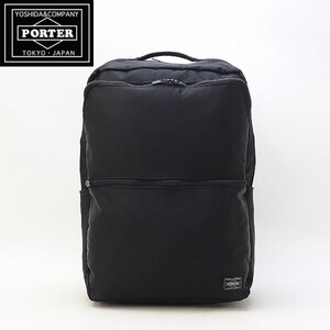 ◆PORTER ポーター TIME タイム ナイロン×レザー リュックサック デイパック 黒 ブラック