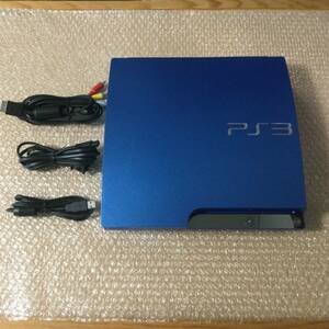 【完動品】PS3 本体 限定 スプラッシュブルー CECH-3000B 320GB HDD 電源 AV USBケーブル付属 FW4.86 封印 ゴム有 初期化