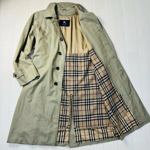 美品/Lサイズ相当★バーバリー/BURBERRY LONDON カシミヤ ウールライナー ステンカラーコート ロング丈 ノバチェック ジャケット ベージュ