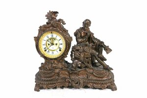 【ト足】 Ansonia Clock アンソニア クロック ハムレット マクベス 彫刻時計 置時計 アンティーク レトロ ビンテージ CE864CHH55