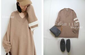 ドゥーズィエムクラス購入EVERYDAY I LIKEエヴリディアイライク*Oversized V/N Sweaterオーバーサイズニットトップス