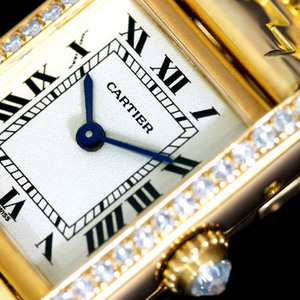 B6968【Cartier】カルティエ タンク 純正ダイヤモンド 最高級18金無垢セレブリティレディQZ