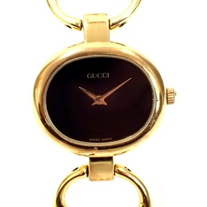 Th520921 グッチ バングルウォッチ 1600 GP クォーツ ブラック文字盤 2針 レディース腕時計 GUCCI 中古