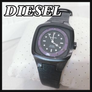 ☆DIESEL☆ ディーゼル 腕時計 時計 ウォッチ ブラック パープル レザーベルト 革ベルト 黒文字盤 収納箱 DZ-5284 メンズ 男性 送料無料