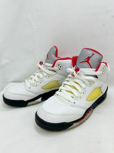 ST0918 NIKE/ナイキ AIR JORDAN 5 RETRO エアジョーダン5レトロ Fire Red ファイアレッド スニーカー 24.0cm レディース ホワイト 極美品