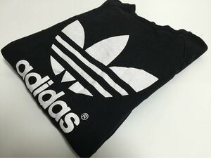 希少 レア 90s adidas アディダス ビッグトレフォイル スウェット ビッグシルエット 黒白 ブラック ホワイト L デカロゴ