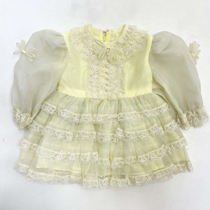 中古　キッズドレス　黄色　イエロー　子どもドレス　長袖　ベビー　1～2才程度　こどもドレス　KD-10