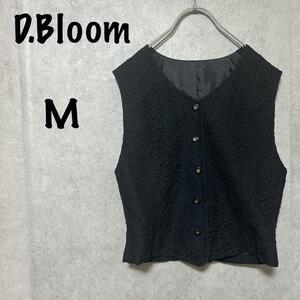 【D.Bloom】ベストジャケット（M）花柄レース＊ウール混＊上品＊キレイめ＊黒