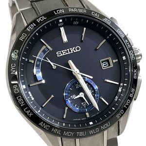 美品 SEIKO セイコー BRIGHTZ ブライツ 腕時計 SAGA179 電波ソーラー アナログ カレンダー ブラック チタン コレクション 箱付 動作確認済