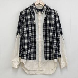 2007AW 希少 4サイズ UNDERCOVER ドッキング レイヤード ウール チェック 長袖 シャツ アンダーカバー VINTAGE archive 3040251