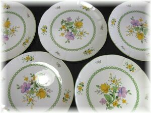 …　ノリタケ　Noritake クラフトーン　花柄　プレート24cm　5枚セット　…　　　　　大皿昭和レトロ則武