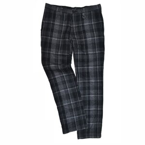 BURBERRY BLACK LABEL バーバリーブラックレーベル バックベルト ウールパンツ D管 W76 ブラック メンズ M019721