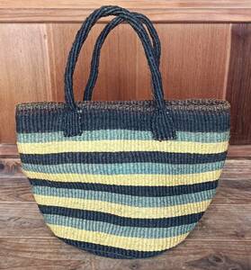 福岡のセレクトショップで購入♪ケニア製サイザルバッグ 37×26×25cm 籠 かごバッグ カゴ バスケット 美品 ロンハーマン CONRAN 