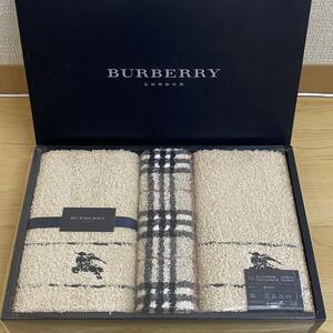 BURBERRY バーバリー フェイスタオル2枚 ウォッシュタオル1枚　ベージュ　チェック　ホースマーク刺繍　no.162