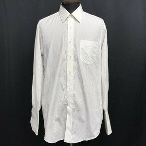 セリーヌ/CELINE★長袖ドレスシャツ【メンズL程度/白/white/100％コットン】Yシャツ/オーダーメイド/Tops/Shirts◆BH754