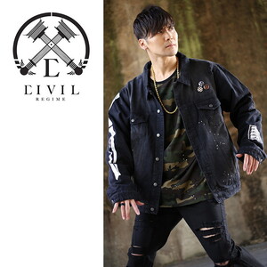 ◆ 美品 シヴィル レジーム CIVIL REGIME CHAOS DENIM JACKET ダメージ加工 ブラック デニム ジャケット XL X-LARGE シビル 黒