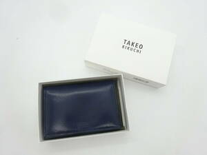 ☆美品！☆ #28140 TAKEO KIKUCHI カードケース 名刺入れ 牛革 ブルー 箱付き