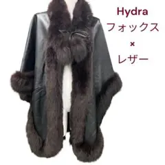 美品　Hydra フォックスファー毛皮×レザー　ポンチョ　コート　和装にも