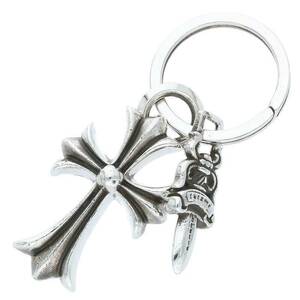 クロムハーツ Chrome Hearts CH CRS SML&No5 DGGR/スモールCHクロス#5ダガーキーリング シルバーキーリング 中古 SJ02