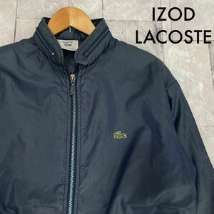 70p IZOD LACOSTE ラコステ 青ワニ 糸巻きタグ ナイロンジャケット テックワンポイント 刺繍ロゴ フード収納 ヴィンテージ 玉SS1099