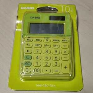 ●CASIO カラフル電卓 ミニミニジャストタイプ MW-C8C-YG ライムグリーン
